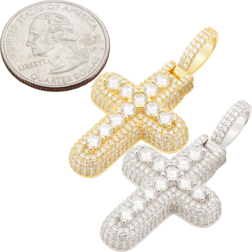 4.82ctw Moissanite 925 Sterling Silver 14k Gold Vermeil Cross Pendant